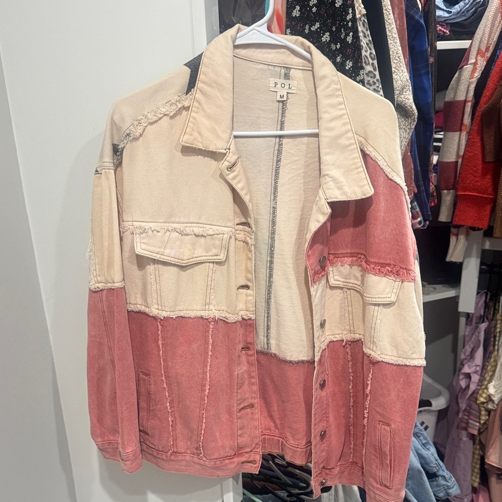 POL Women's Two-Tone Jean Jacket